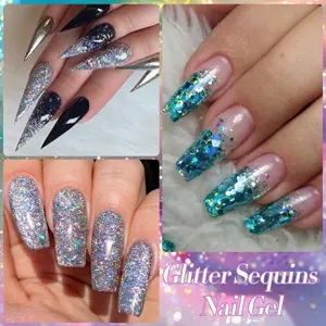 Sparkling holographic glitter sequin nail gel polish for stiletto and square nails