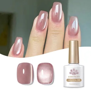 BORN PRETTY Katzenaugen-Nagelgel mit schimmerndem rosa Laser-Effekt und Kristallglanz