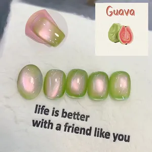 Born Pretty guava dual-tone cat eye nail gel with aurora glass bead shine effect