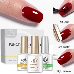 BORN PRETTY λειτουργικό σετ βερνικιών gel με top coat και τζελ ενίσχυσης νυχιών