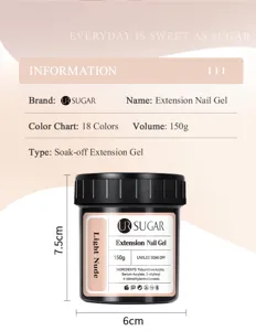 UR SUGAR 150g τζελ επέκτασης νυχιών soak-off μεγάλης χωρητικότητας σε ανοιχτό nude