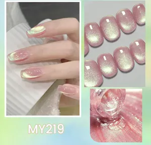 Born Pretty Emerald City series pink cat-eye nail gel with glitter shimmer effect