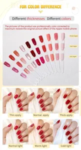 Detailed color comparison of BORN PRETTY jelly gel nail polish under different lighting