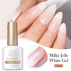 BORN PRETTY Milky White Jelly Gel Nail Polish Semi-transparent Yogurt Protein UV LED Soak Off Nail Art Gel