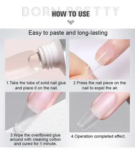 Detailed guide for applying solid nail glue with four easy steps for long-lasting wear