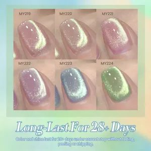 Professional cat eye nail gel polish set in six shimmer shades for 28-day long lasting wear