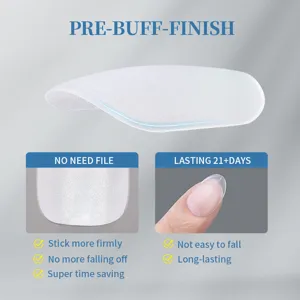 Pre-buffed matte almond nail tips for seamless application and long-lasting wear