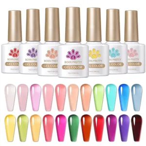 Kit professionale di smalti gel per unghie UV LED traslucidi nude con 24 tonalità vivaci