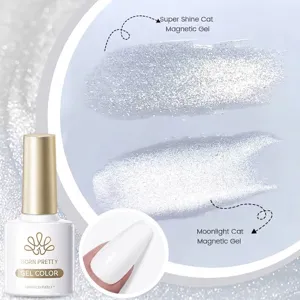 BORN PRETTY Super Shine und Moonlight Cat Magnetic Gel Nagellack in Keramikweiß Farbe