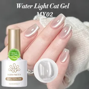 Born Pretty Water Light Cat Gel nail polish in shimmering MY02 white moonstone shade
