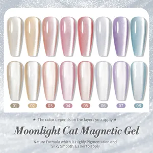 Nagellack-Proben für Moonlight Cat Magnetic Gel in vielen verschiedenen Glitzerfarben