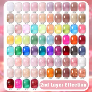 Palette da 74 colori di smalto gel gelatina traslucido con tonalità nude e glitter