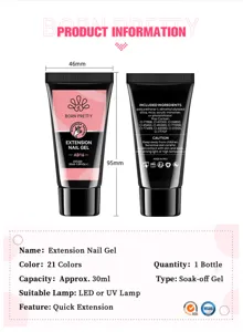 Born Pretty quick extension nail gel 30ml tube detailing ingredients and size info