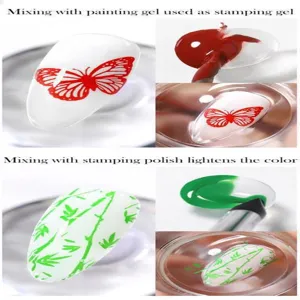 Guida alla miscelazione del gel trasparente per nail art con vari motivi decorativi