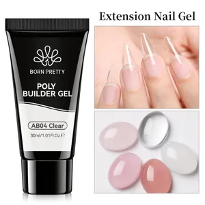 BORN PRETTY 30ml Poly Builder Gel For Nail Extension UV LED Soak Off Gel Polish Nude Pink Clear White Crystal Building Gel Professional Nail Art