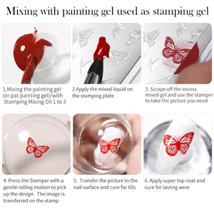Tutorial dettagliato sull'uso del gel per timbri per unghie BORN PRETTY per nail art farfalla