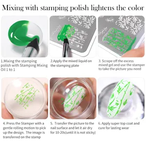 Tutorial in 6 passaggi per gel stamping BORN PRETTY con design a bambù verde