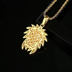 Stylish gold hip hop pineapple pendant jewelry with twisted rope chain necklace for men