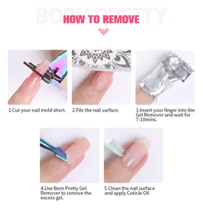Step-by-step tutorial for removing BORN PRETTY UV nail extension gel.