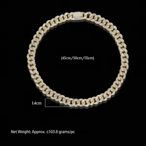 Collar de eslabones cubanos chapado en oro con piedras pavé para un estilo hip-hop