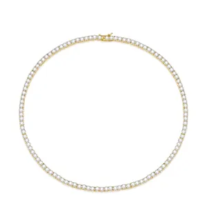 Collar de Cadena de Tenis de Circonia para Hombres Mujeres Hip Hop Punk Cadena de Cobre Chapado en Oro Plata Joyería Regalo