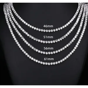 Collar de tenis de circonita cúbica brillante de 3 mm en cuatro largos 46 mm a 61 mm