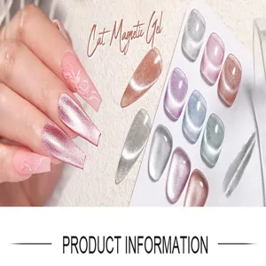 Detailopname van Nee Jolie cat eye magnetische nagellak met diverse glinstering