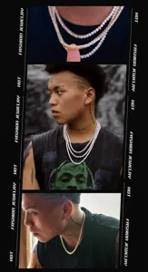 Vista detallada de una cadena de tenis de circonita de 3mm en un modelo de estilo hip-hop.