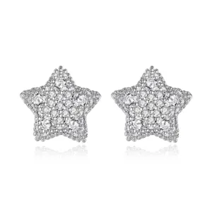 Exquisite Star Micro Pave Zirconia Stud Earrings For Women Copper Shiny Micro Setting Geometric Earrings Jewelry Accessory