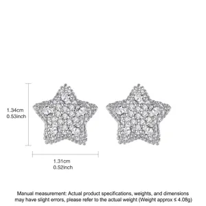Sparkling star-shaped micro-pave zirconia stud earrings for women with silver finish