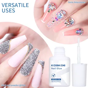 Sterke nagellijm voor kunstnagels met kwastje voor strass steentjes en glitterpoeder