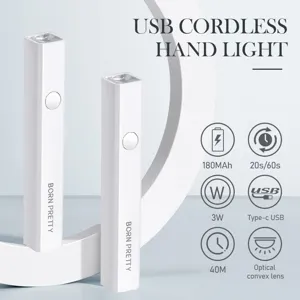 Lámpara UV para uñas inalámbrica BORN PRETTY con batería de 180mAh y carga Type-c