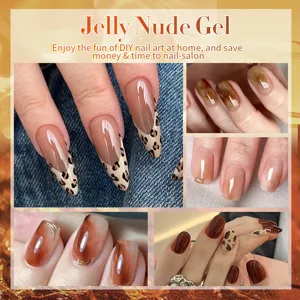 Smalto gel gelatina nude traslucido con disegni nail art leopardati e ambra