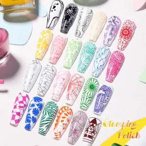 Kit profesional de esmaltes de uñas 25 colores con diversos diseños artísticos