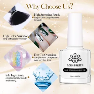 Esmalte para estampado BORN PRETTY 10ml, alta saturación y aplicación fácil