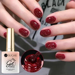 Smalto gel glitterato riflettente UR SUGAR 15ml rosso brillante per lampada UV LED Art