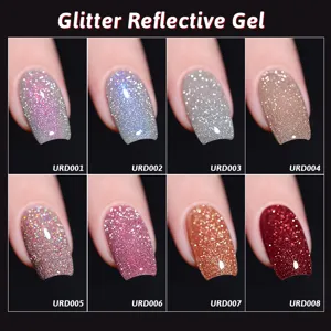 Set da 8 colori di smalto gel glitterato riflettente con effetto diamante scintillante