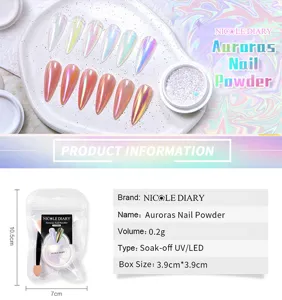 Detailed view of Aurora Nail Powder with product specifications and packaging size