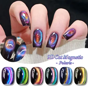 Polaris series 9D cat eye magnetic nail gel polish with vibrant galaxy aurora effect