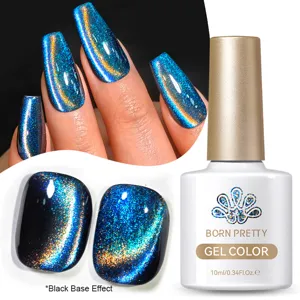 Born Pretty 9D magnetic cat eye gel nail polish with starry sky effect on black base
