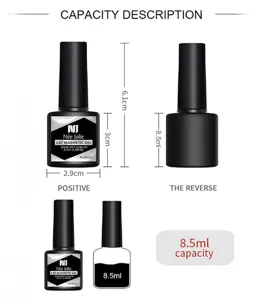 Technische diagram met 8,5 ml inhoud en afmetingen van Nee Jolie cat eye nagelgel