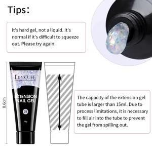 Gel επέκτασης νυχιών με γκλίτερ 15g σε σωληνάριο με λεπτομέρειες ύψους 8,6 cm