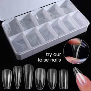 Soft Gel Full Cover Clear Nail Tips Seamless Ultra Thin False Nails Extension Set For Professional Manicure DIY Tool Women