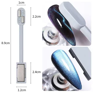 Detail view of double-ended nail magnet tool with dimensions and cat-eye effect