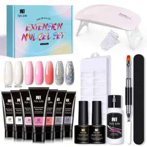 Mostra dettagliata dei componenti del kit completo per unghie in gel con lampada UV