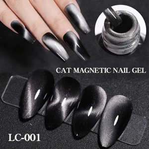 Professional dark silver cat magnetic nail gel with reflective diamond sparkle effect