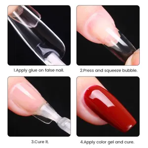 Detailed four-step application guide for ultra-thin clear seamless false nail tips