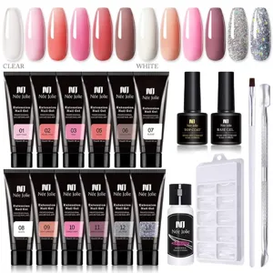 Kit completo per allungamento unghie da 15ml con top coat UV e pennello a doppia punta professionale