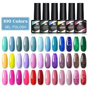 Née Jolie gel nail polish set with 100 colors shown with swatches on a clean white background