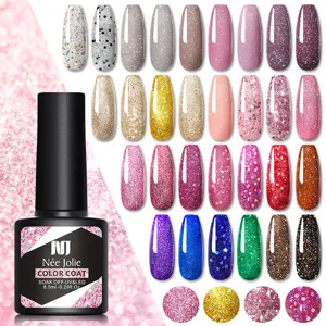 Née Jolie professional glitter gel nail polish set featuring 28 vibrant fall and winter colors
